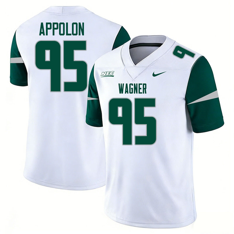 Wagner Seahawks #95 Ethan Appolon College Football Jerseys,Uniforms Stitched-White
